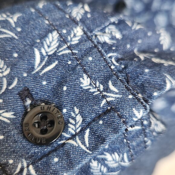 United by Blue Collared Button Up Shirt - Blue with grass/wheat pattern - Picture 3 of 10